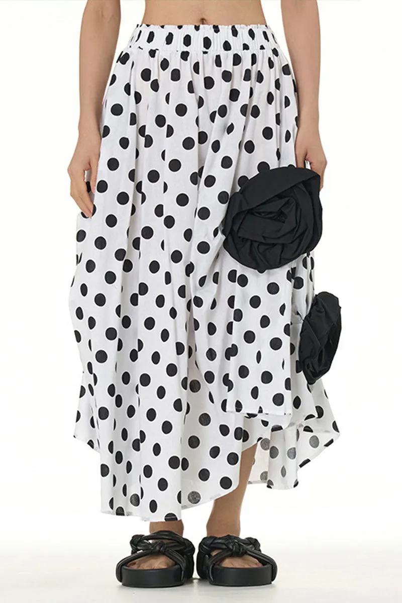 QL649 Floral Bud Decorated Maxi Skirt