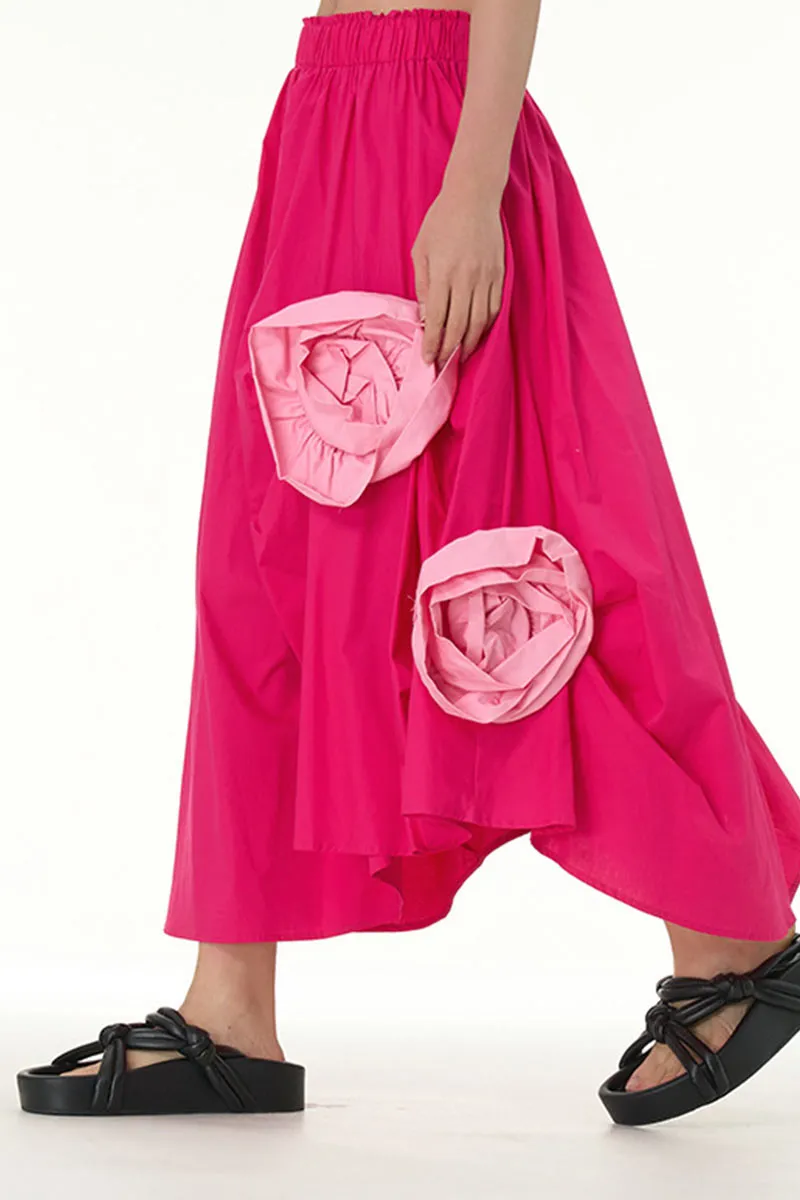 QL649 Floral Bud Decorated Maxi Skirt
