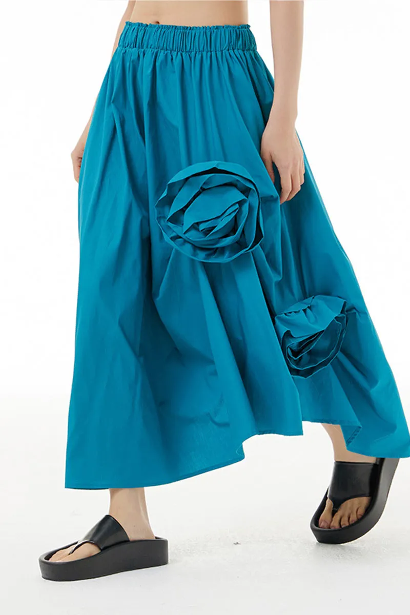 QL649 Floral Bud Decorated Maxi Skirt