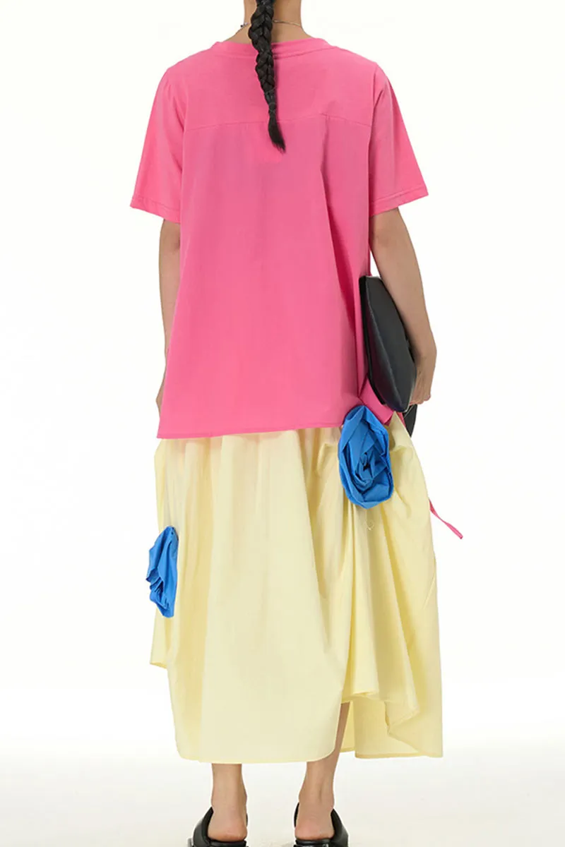 QL649 Floral Bud Decorated Maxi Skirt