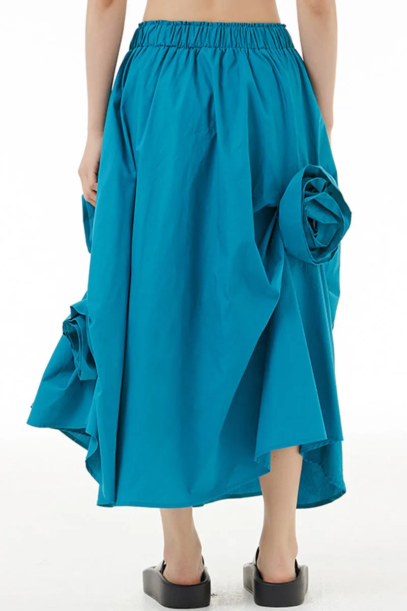 QL649 Floral Bud Decorated Maxi Skirt