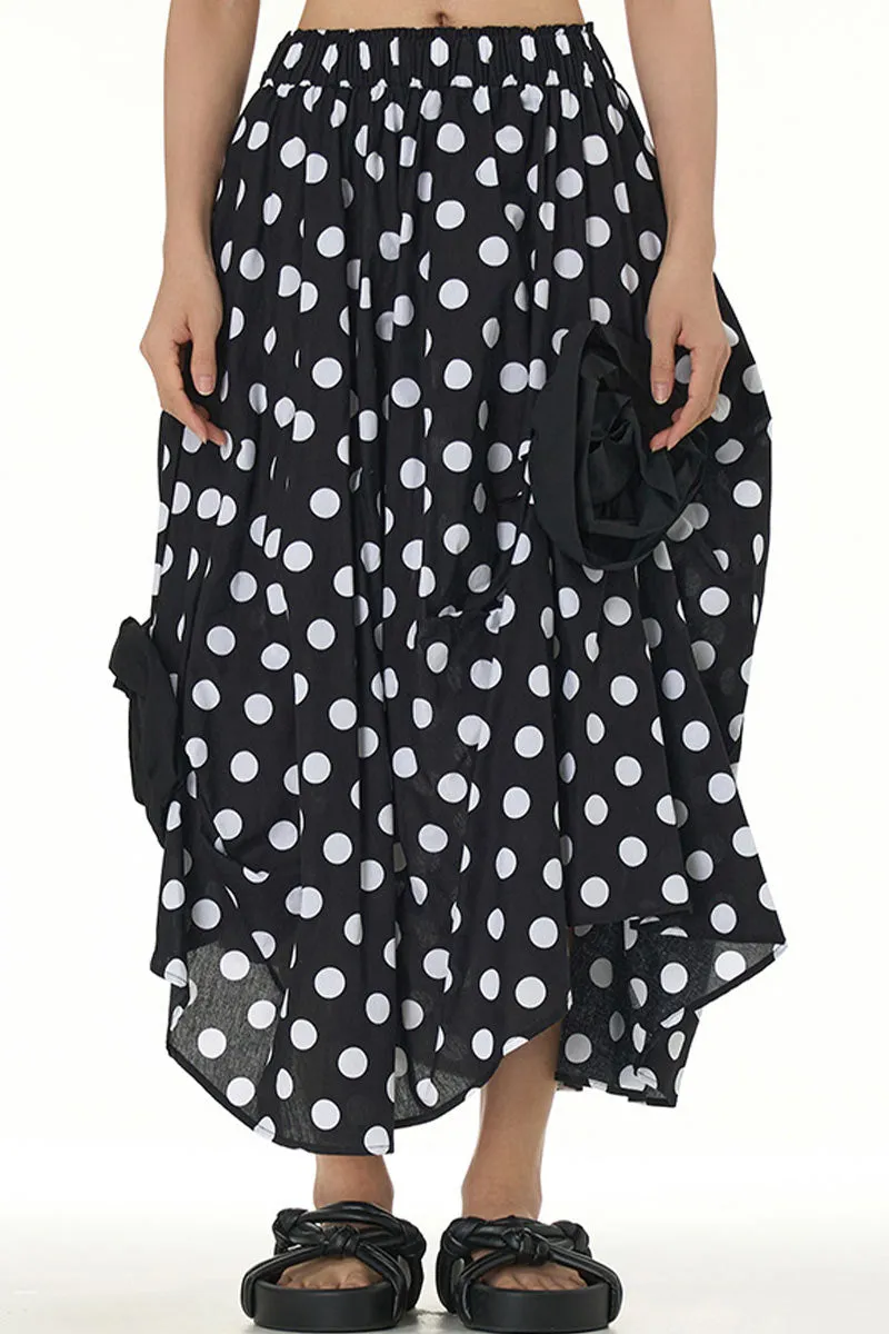 QL649 Floral Bud Decorated Maxi Skirt