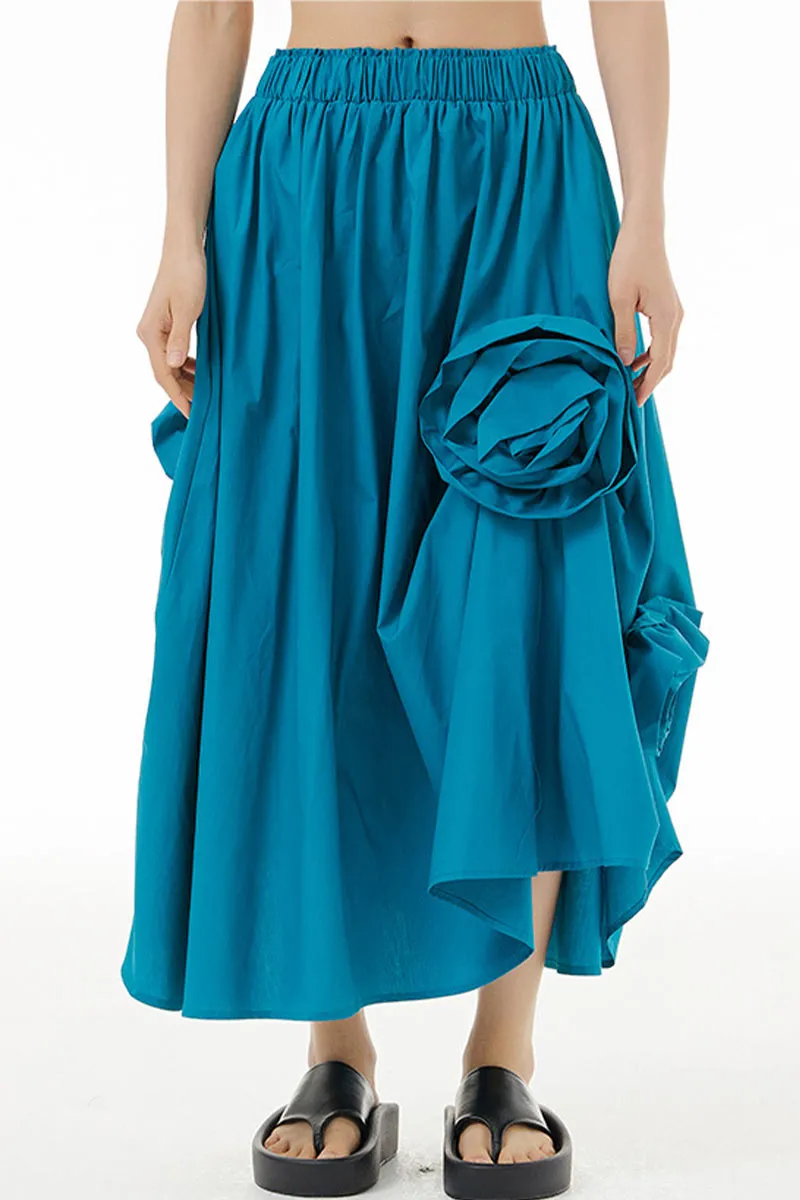 QL649 Floral Bud Decorated Maxi Skirt