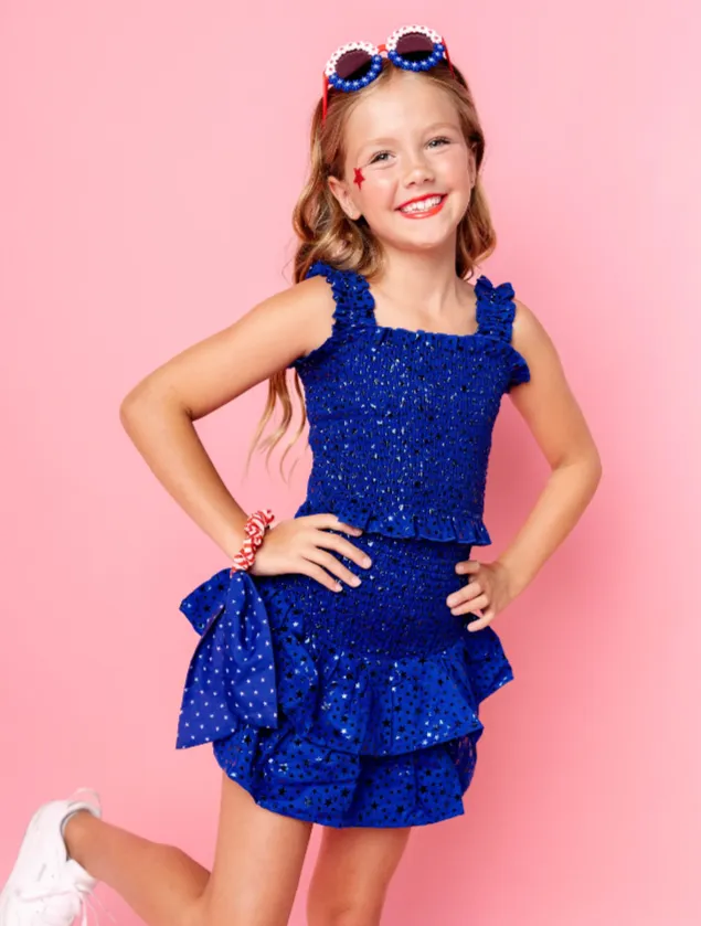 Queen of Sparkles Kids Royal Star Smocked Skort