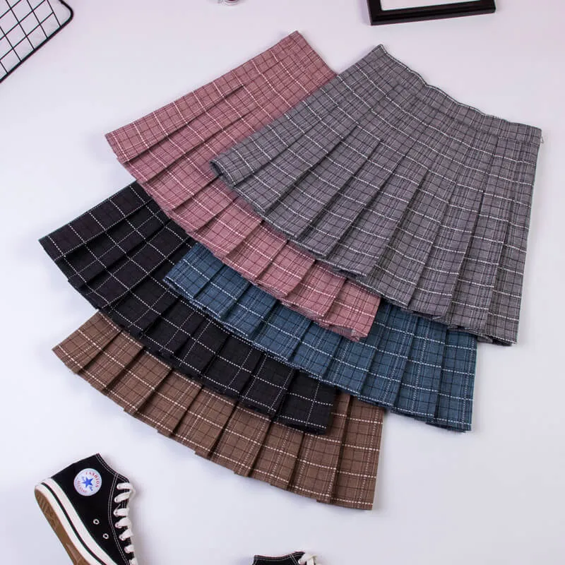 "CHIC PLAID" PLEATED SKIRT K052606