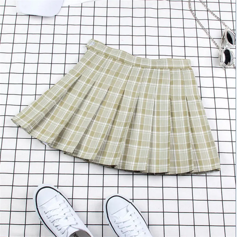 "FOUR COLOR PLAID PLEATED" SKIRT N082509