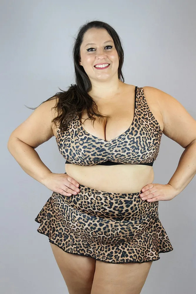 Rarr Mid Waisted Skort - Leopard Sparkle Plus Size