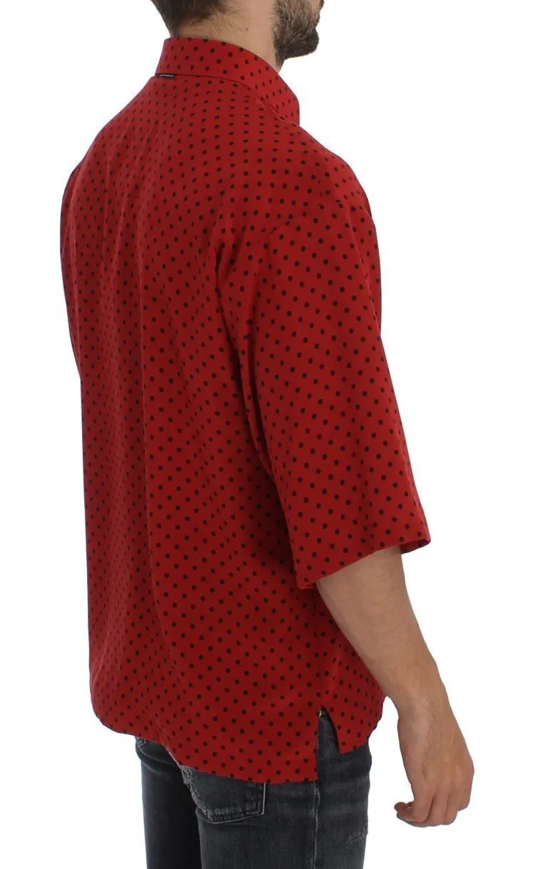 Red Black Polka Silk Polo T-shirt