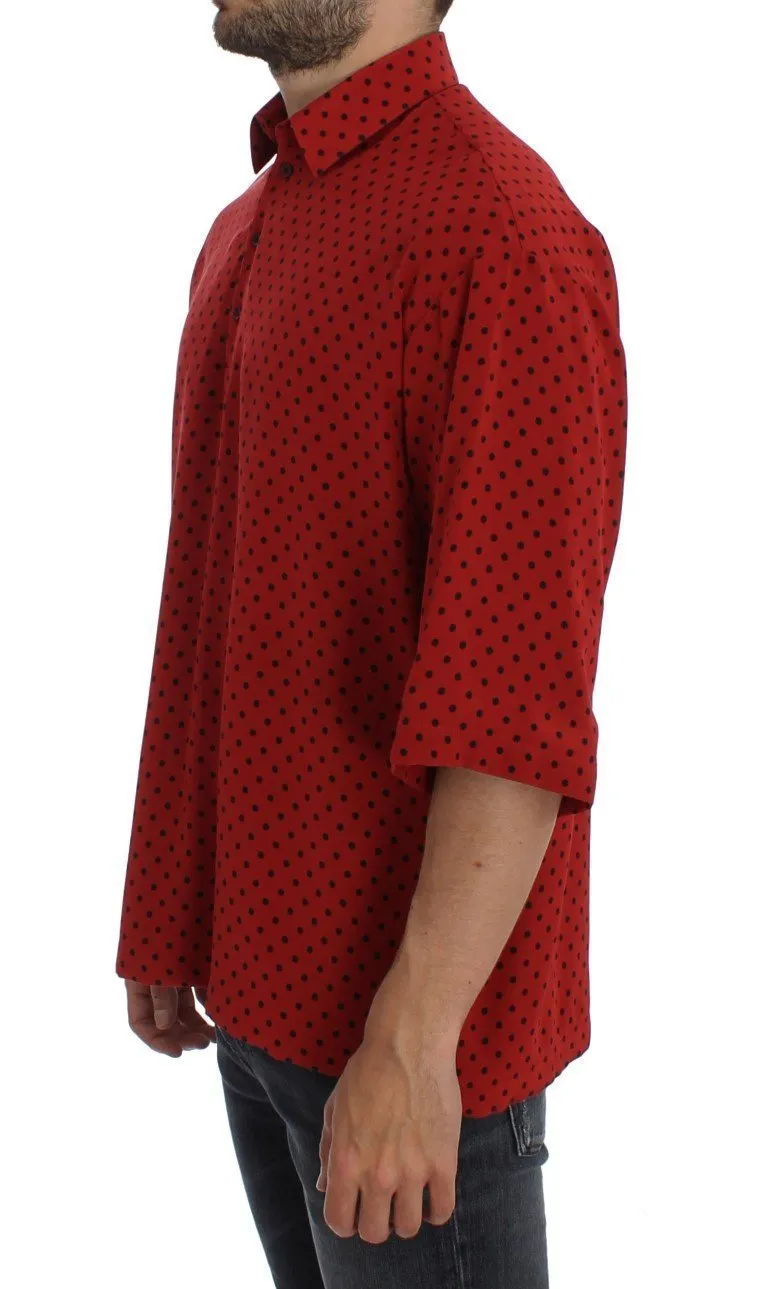 Red Black Polka Silk Polo T-shirt