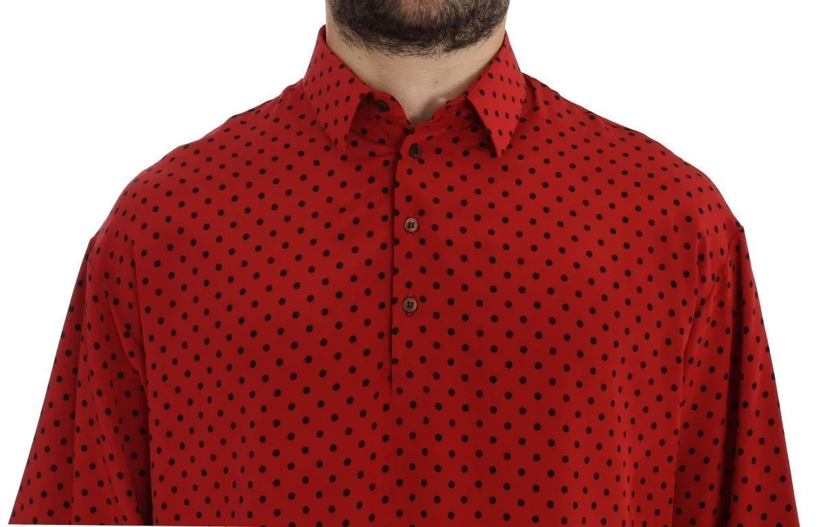 Red Black Polka Silk Polo T-shirt