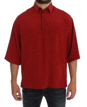 Red Black Polka Silk Polo T-shirt