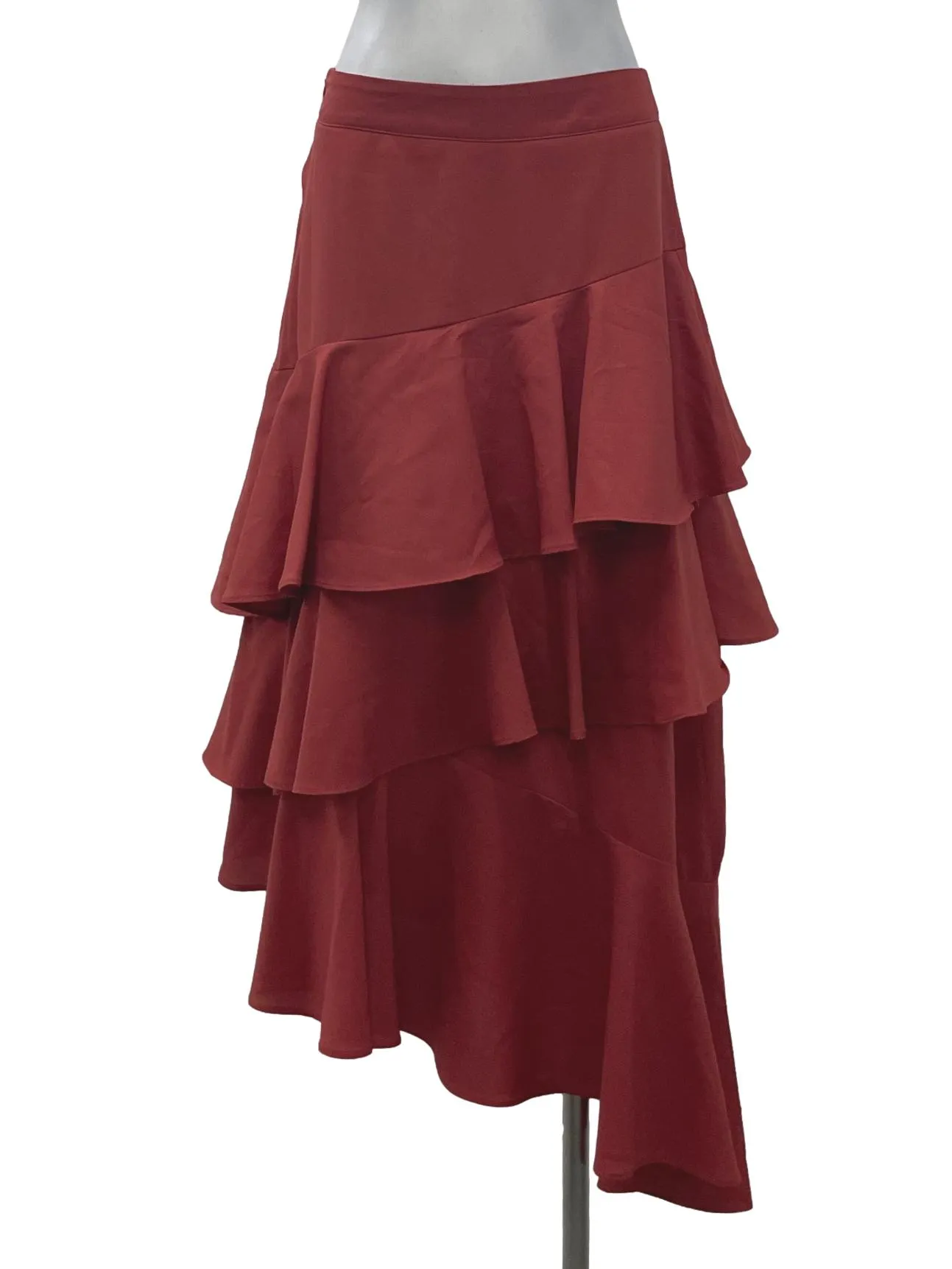 Red Layered High Waisted Skirt
