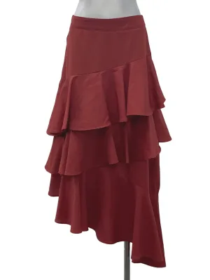 Red Layered High Waisted Skirt