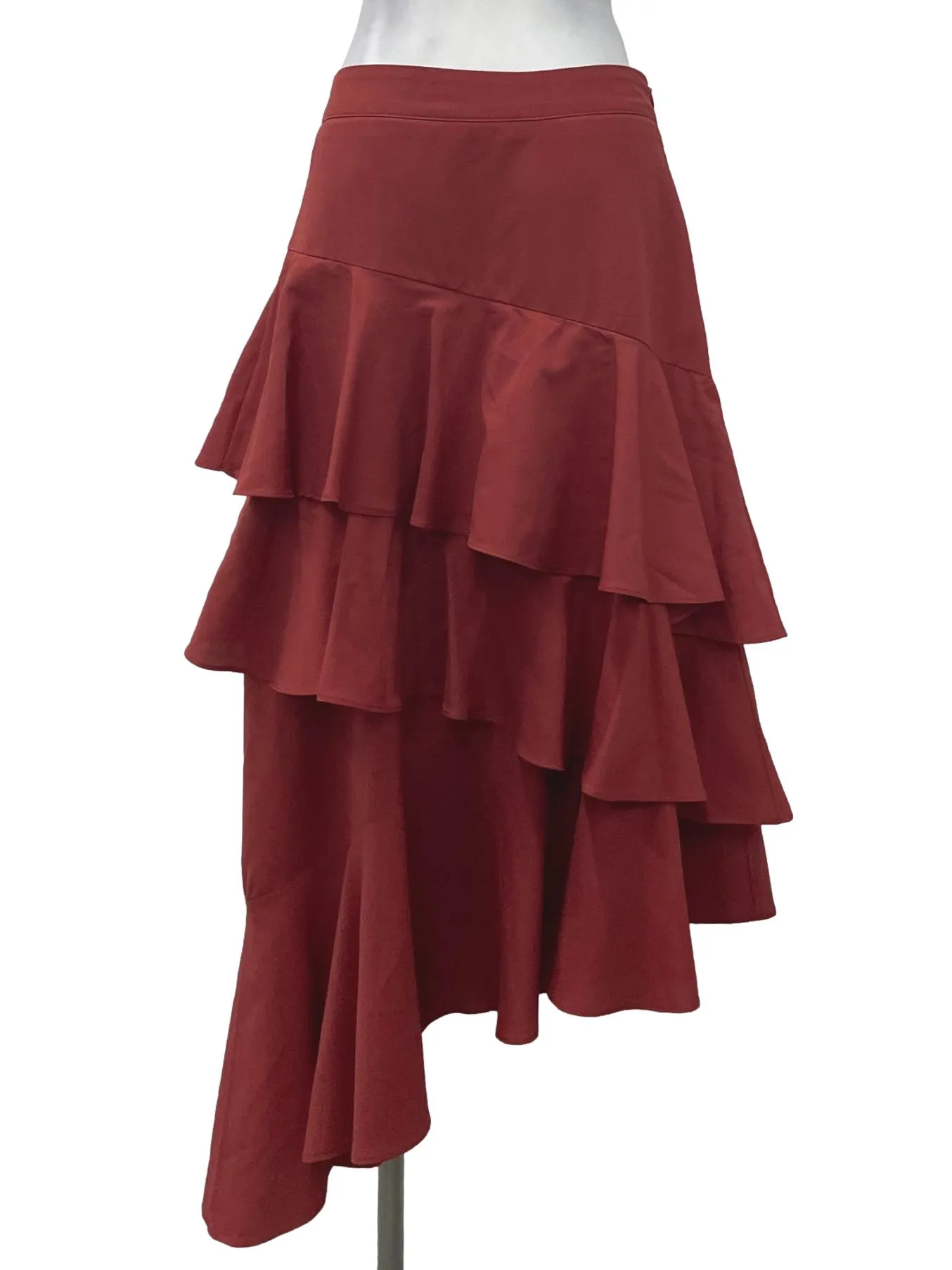 Red Layered High Waisted Skirt