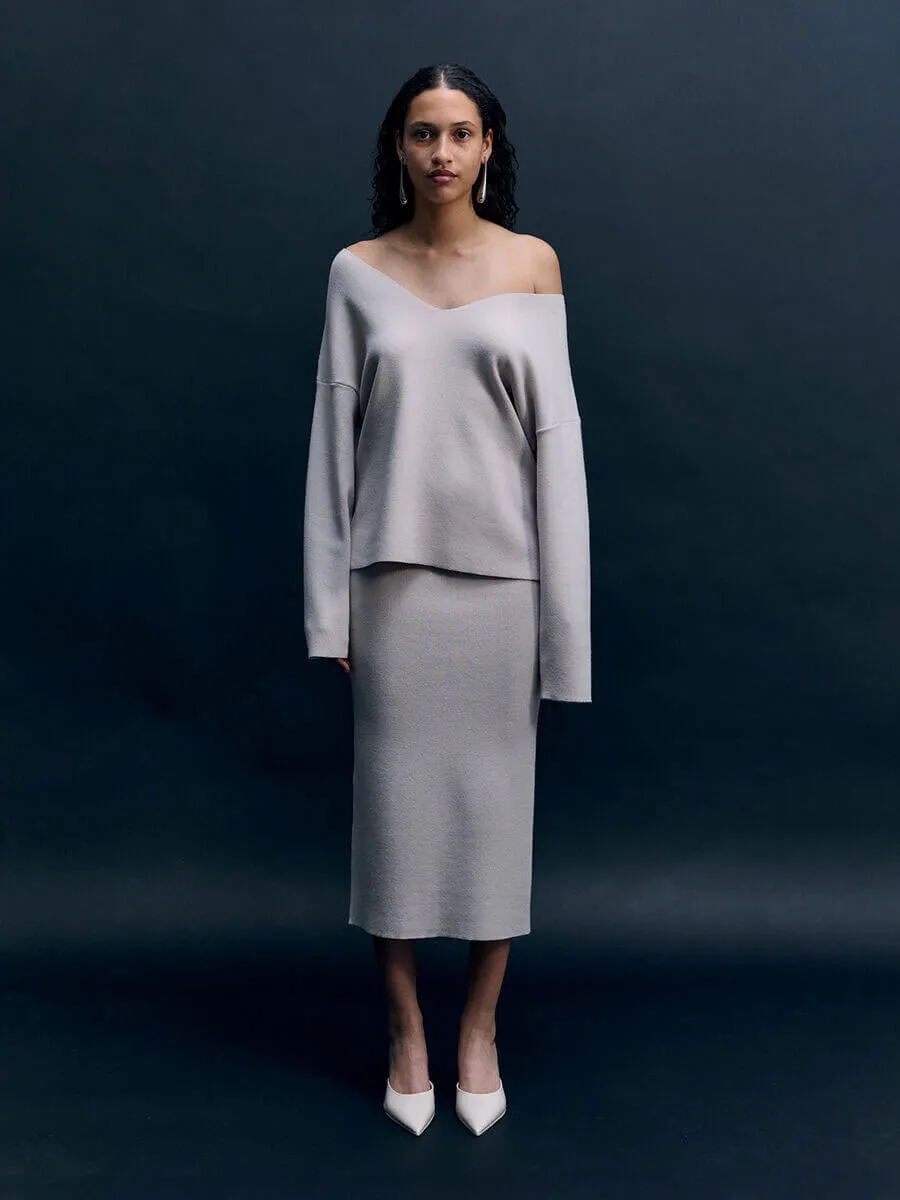 Reynard Knit Skirt - Silver Gray
