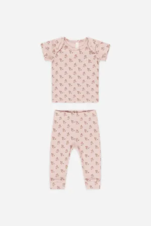 Ribbed SS Tee   Legging Set |Rose