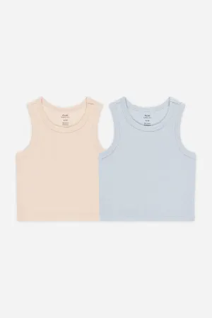 Ribbed Tank Set | Shell/ Light Blue