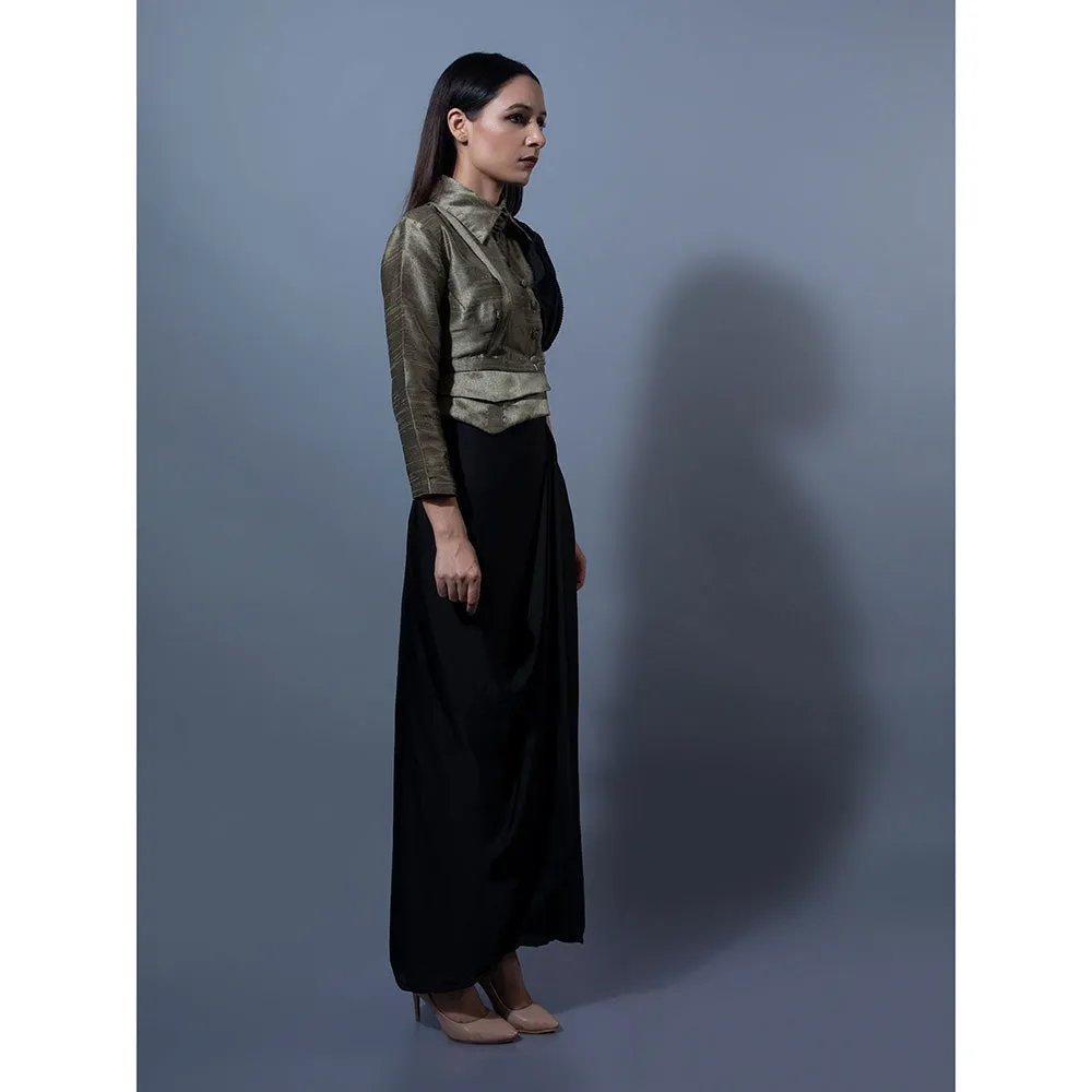Rishi & Vibhuti Black Skirts With Blouse (Set of 2)