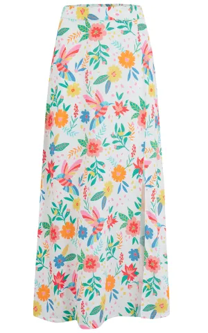 Rosalind Skirt Off-White Tropical Hummingbird
