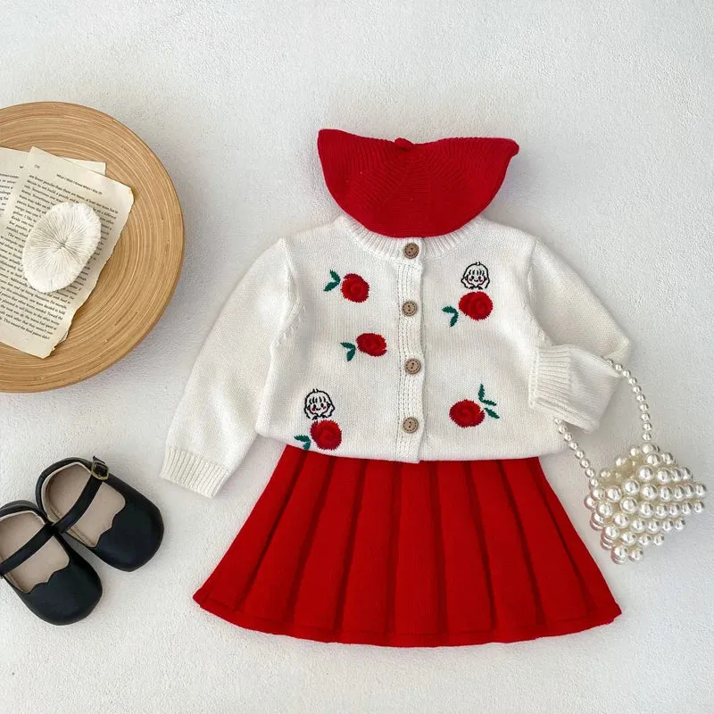 Rose Embroidered Baby Girl's 2-Piece Clothes Set