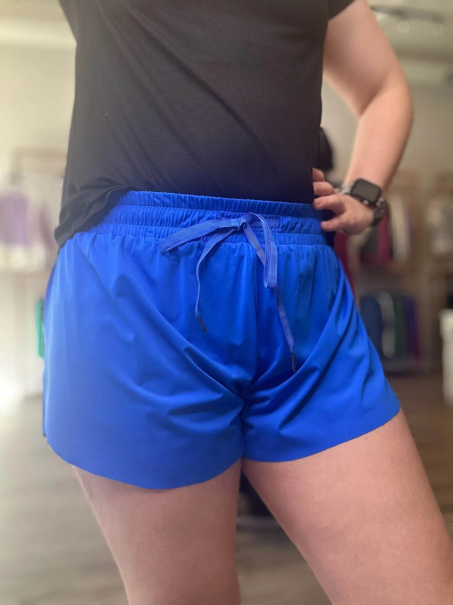 Royal Blue High Waist Knit Shorts