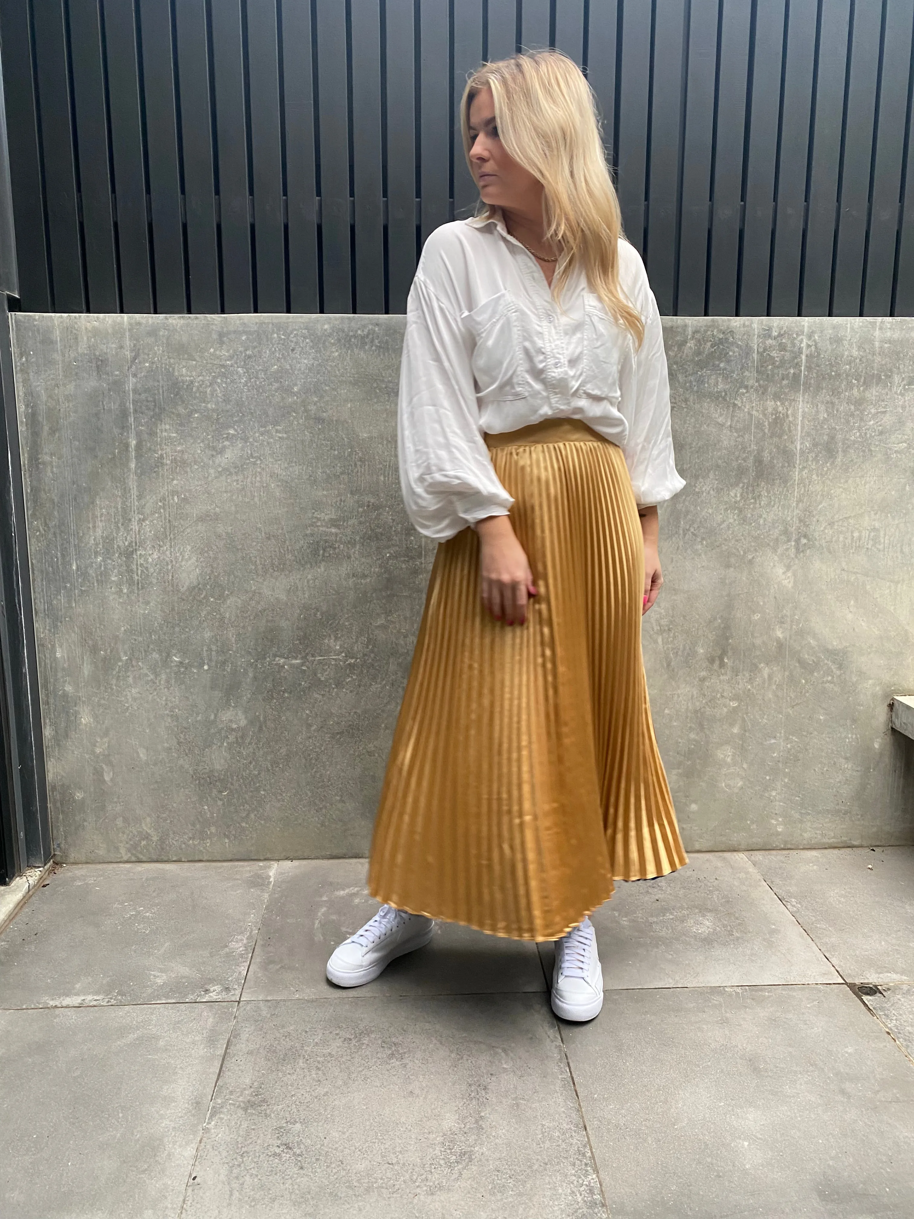 Royal Gold Pleated Skirt