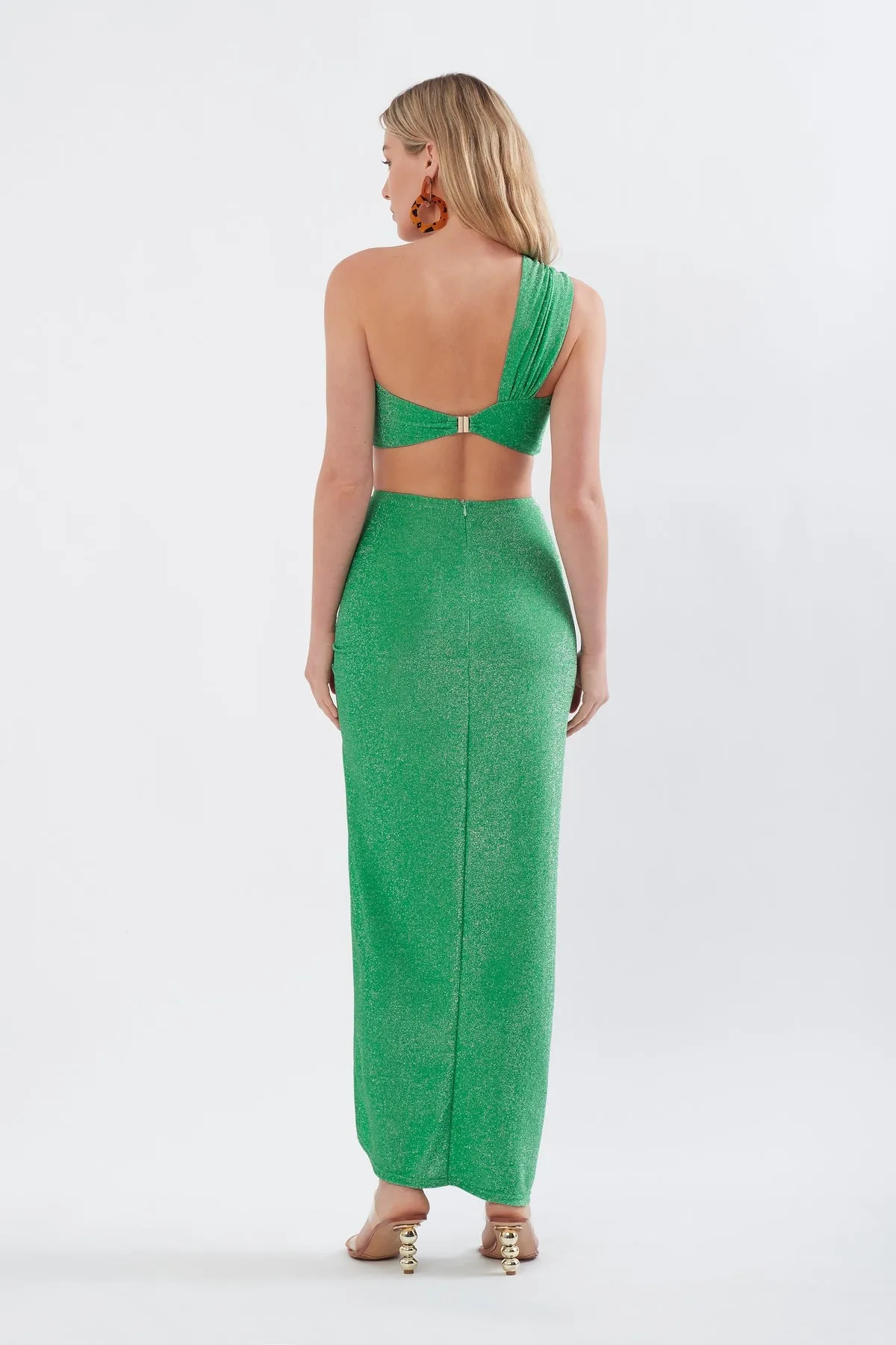 RUCHED MAXI SKIRT IN TURQUOISE
