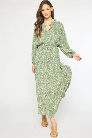 Ruffle Trim Maxi Dress {Taupe   Green}