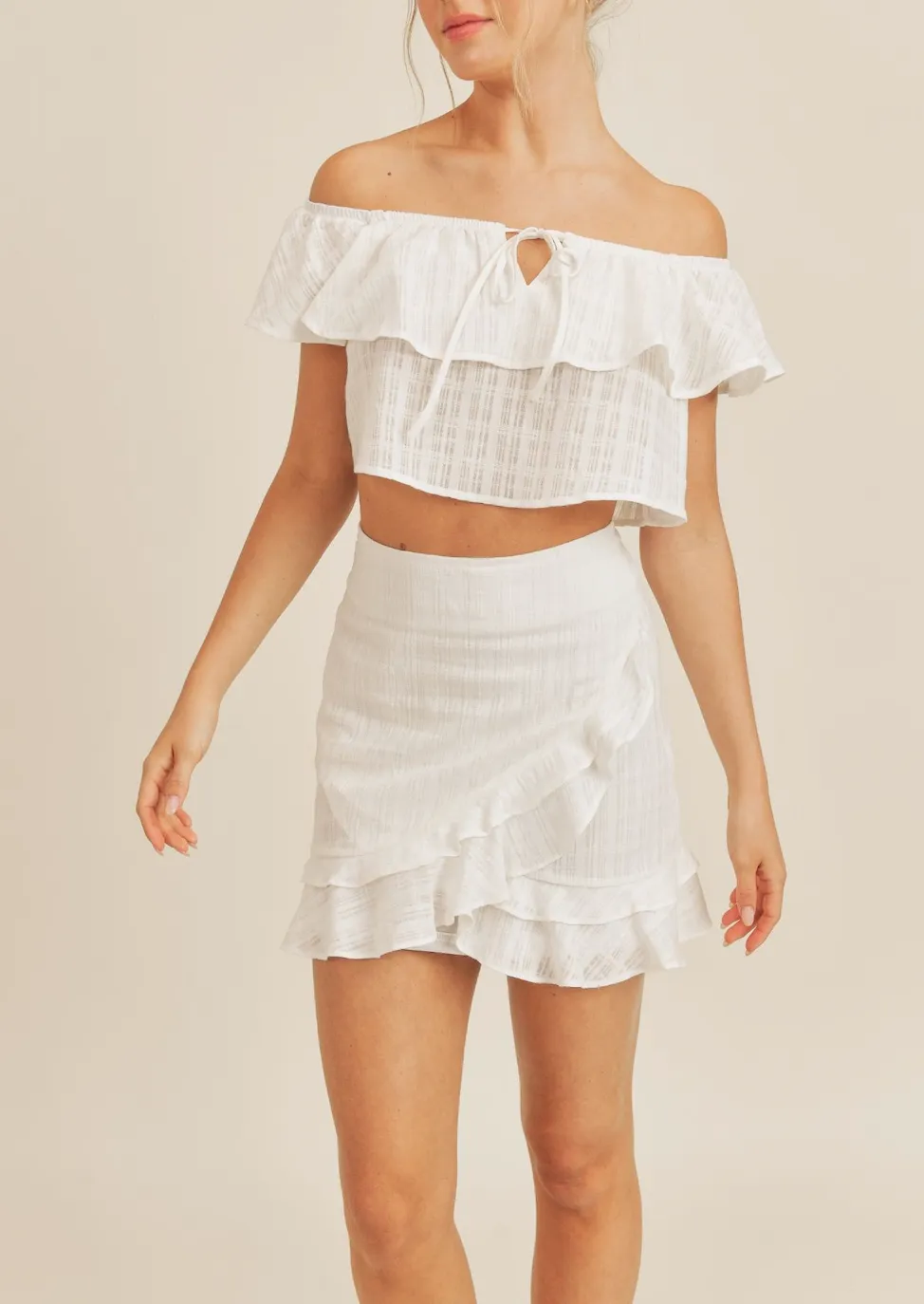 Ruffled Surplice Mini Skirt