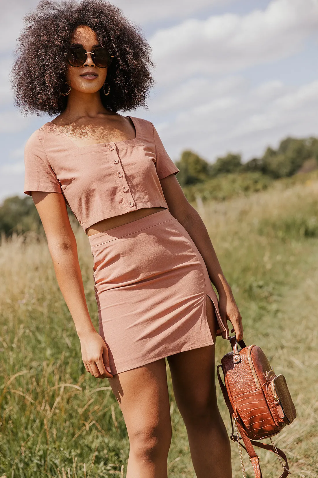 Rustic Panelled Pencil Skirt