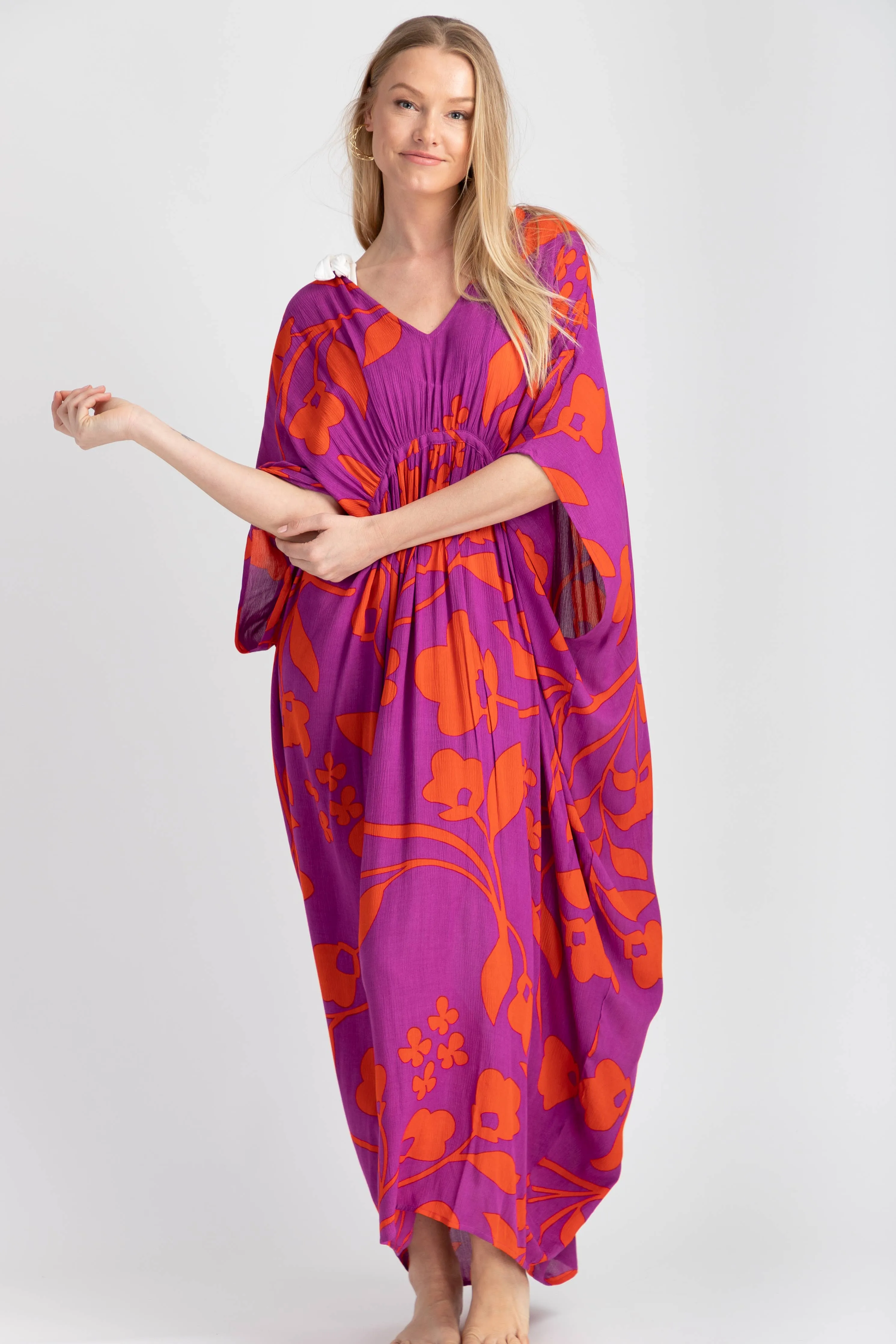 SAACHI - SHADOW FLORAL PRINT MAXI KAFTAN