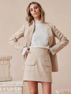 Sable Skirt Beige Wool