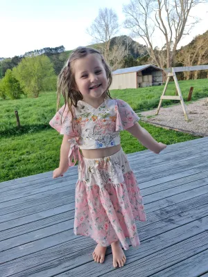 Saffron 2 piece upcycled skirt and top size 4