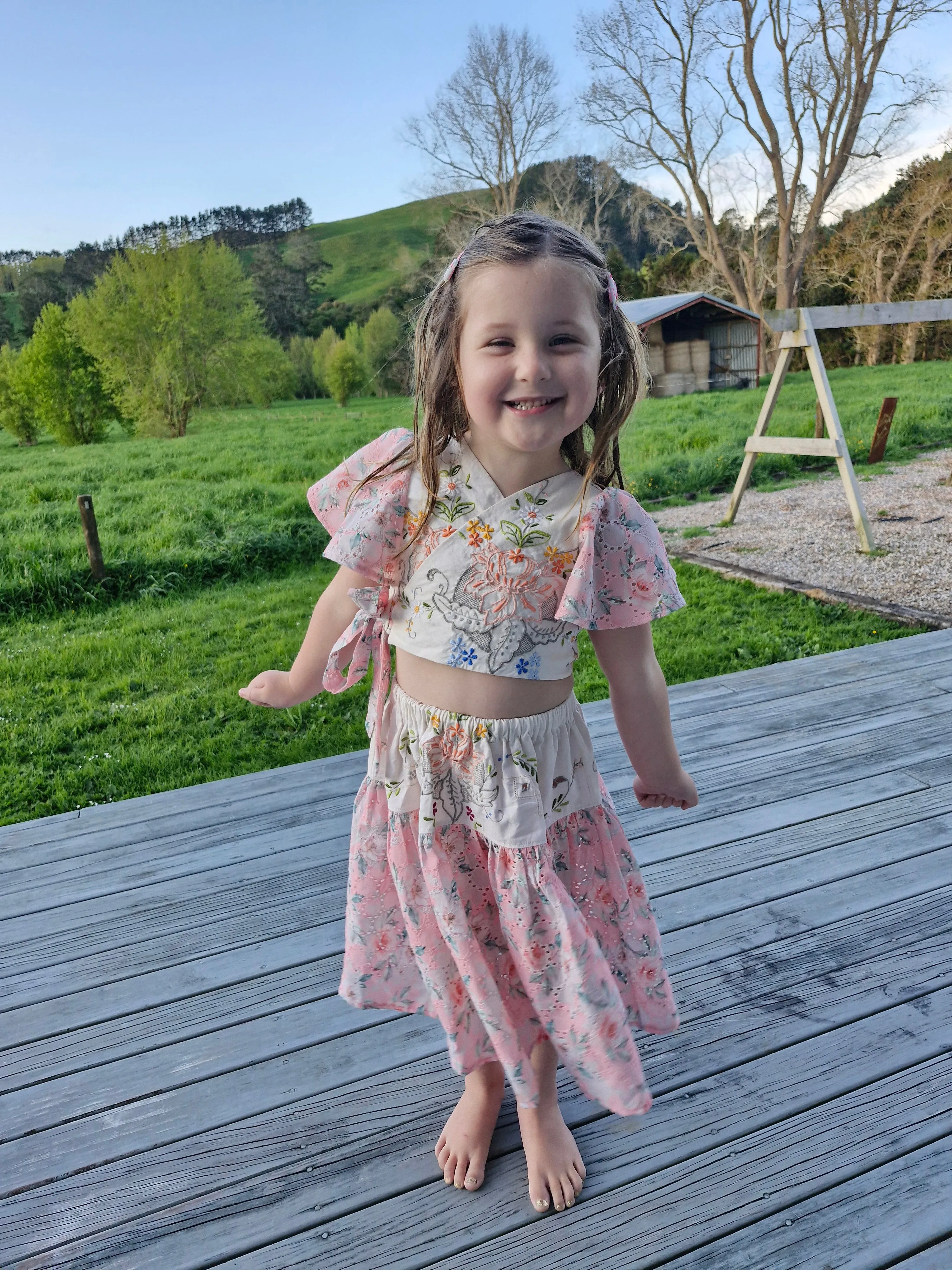 Saffron 2 piece upcycled skirt and top size 4