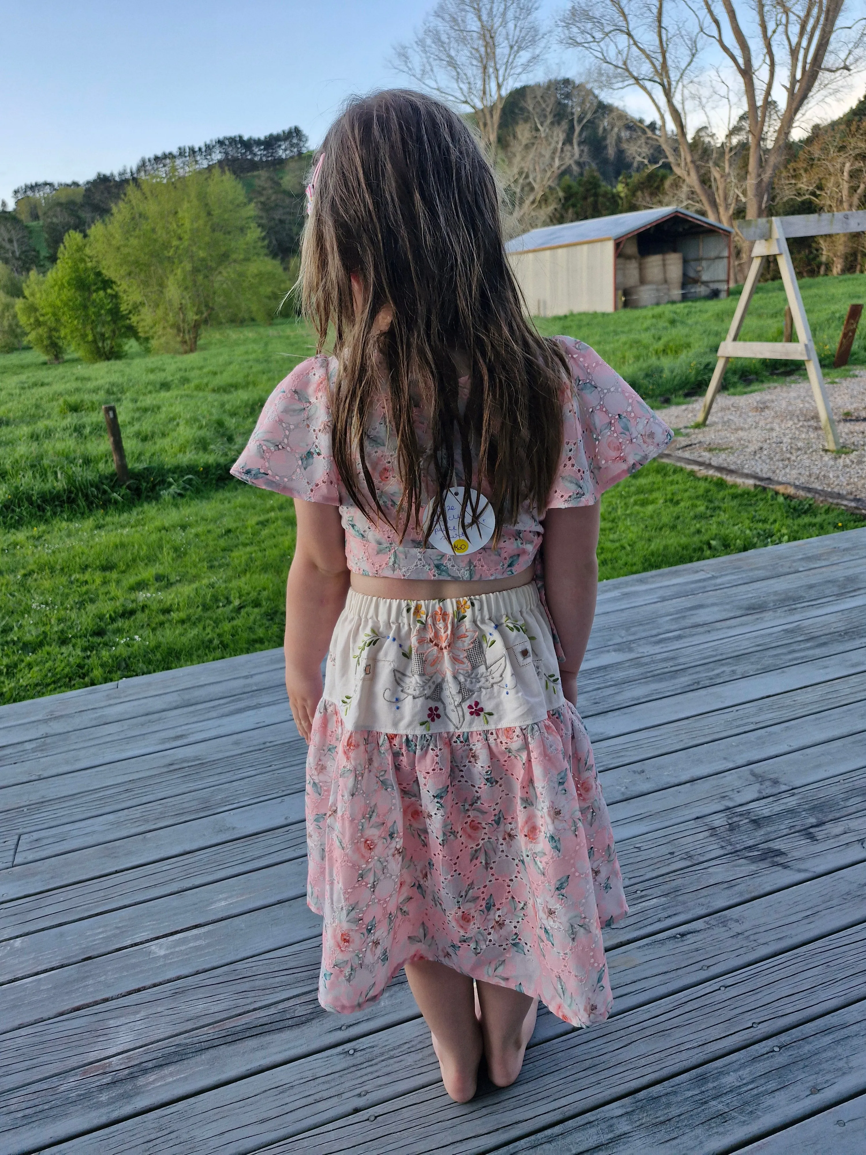 Saffron 2 piece upcycled skirt and top size 4