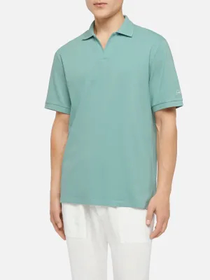 Sage green cotton piquet buttonless polo shirt Charles