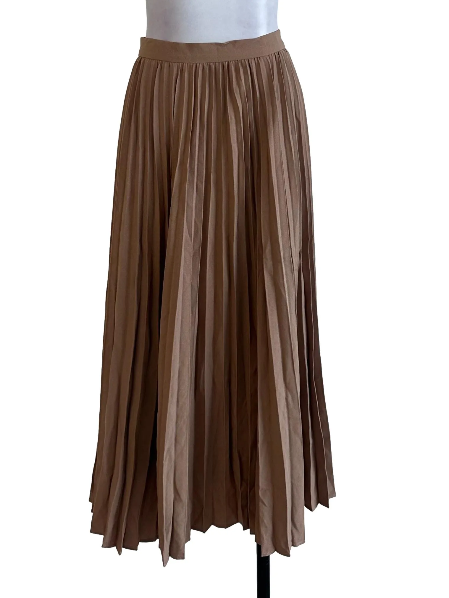 Sand Brown Pleated Skirt