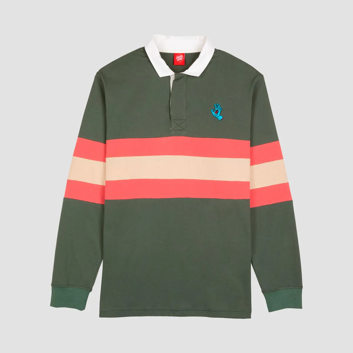 Santa Cruz Mini Hand Stripe Longsleeve Polo Shirt Sage