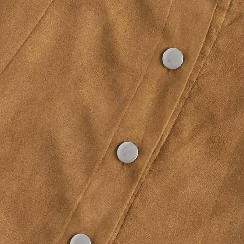 Scallop Hem Suede Skirt
