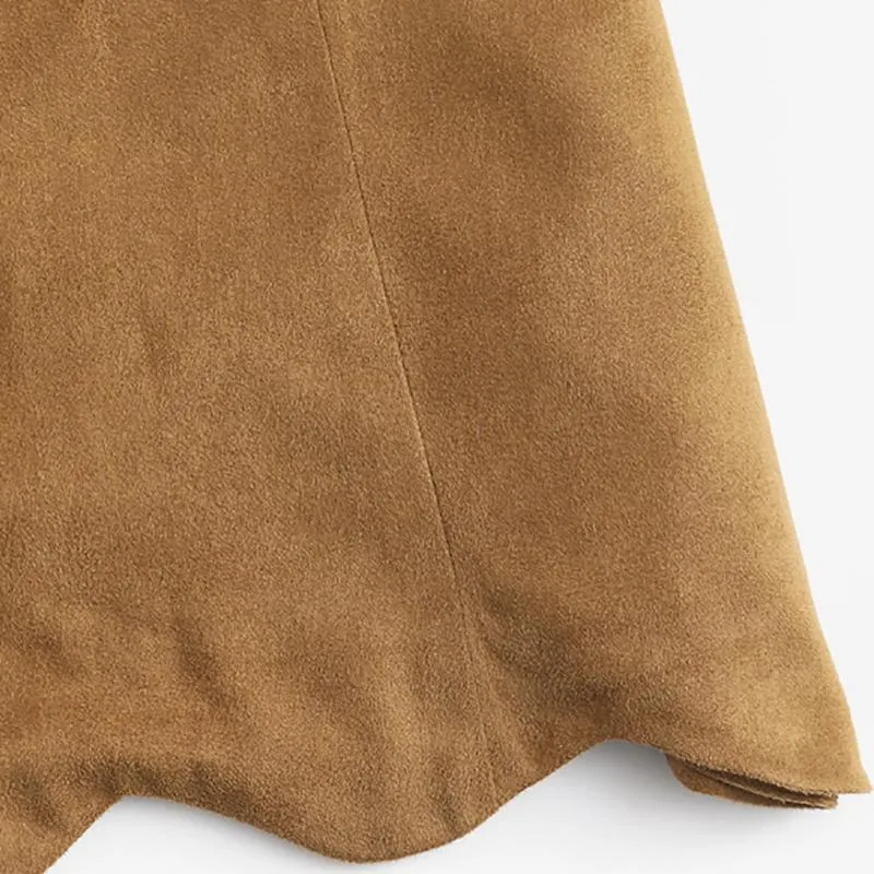 Scallop Hem Suede Skirt