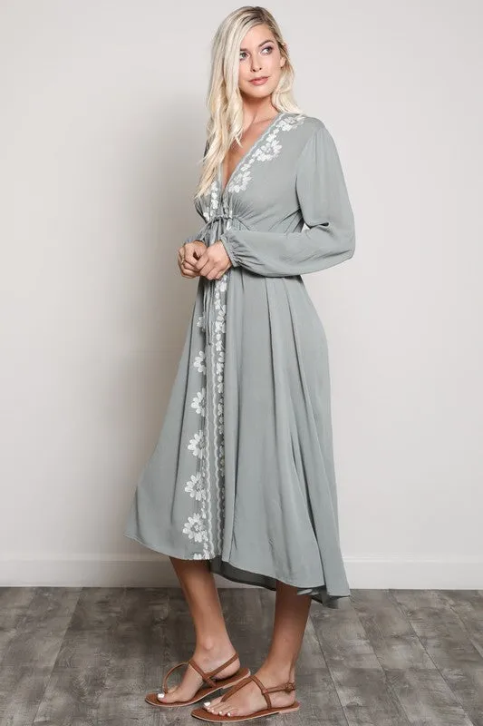 SEPTEMBER EMBROIDERED MIDI DRESS