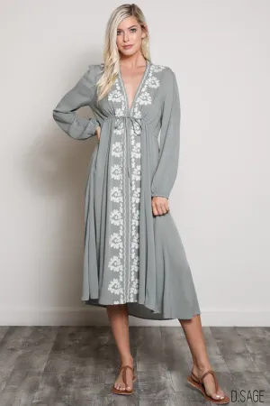 SEPTEMBER EMBROIDERED MIDI DRESS