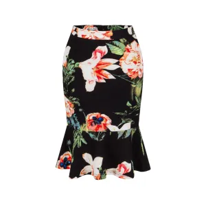 Sexy Lotus Leaf Fishtail Print Skirt