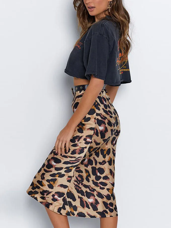 Sexy Versatile Leopard Print High Waist Casual Skirt