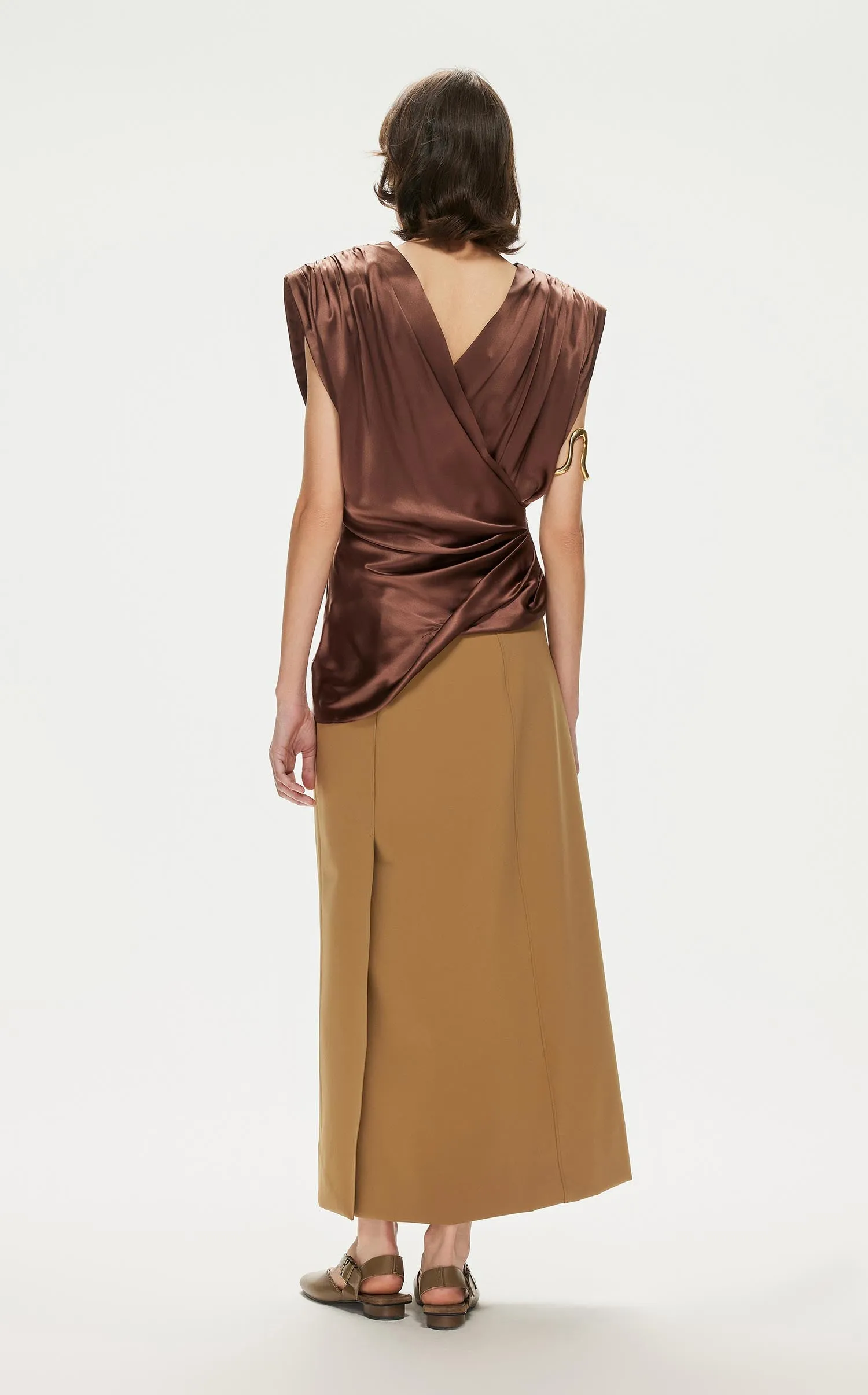 Shirt / JNBY Asymmetric Pure Silk Sleeveless Top (100% Silk)