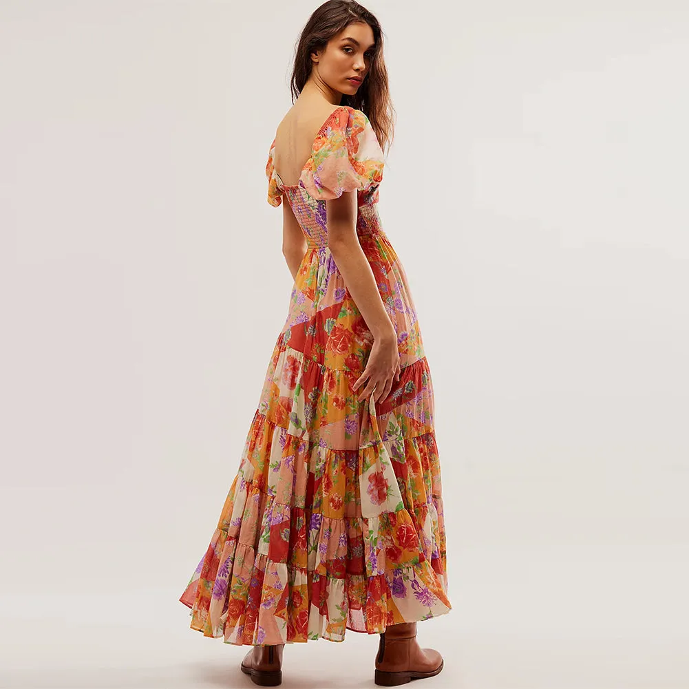 Short Sleeve Floral Maxi Dress KLYF1200