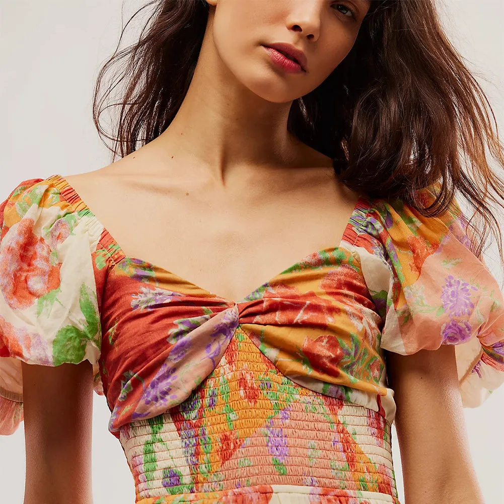 Short Sleeve Floral Maxi Dress KLYF1200