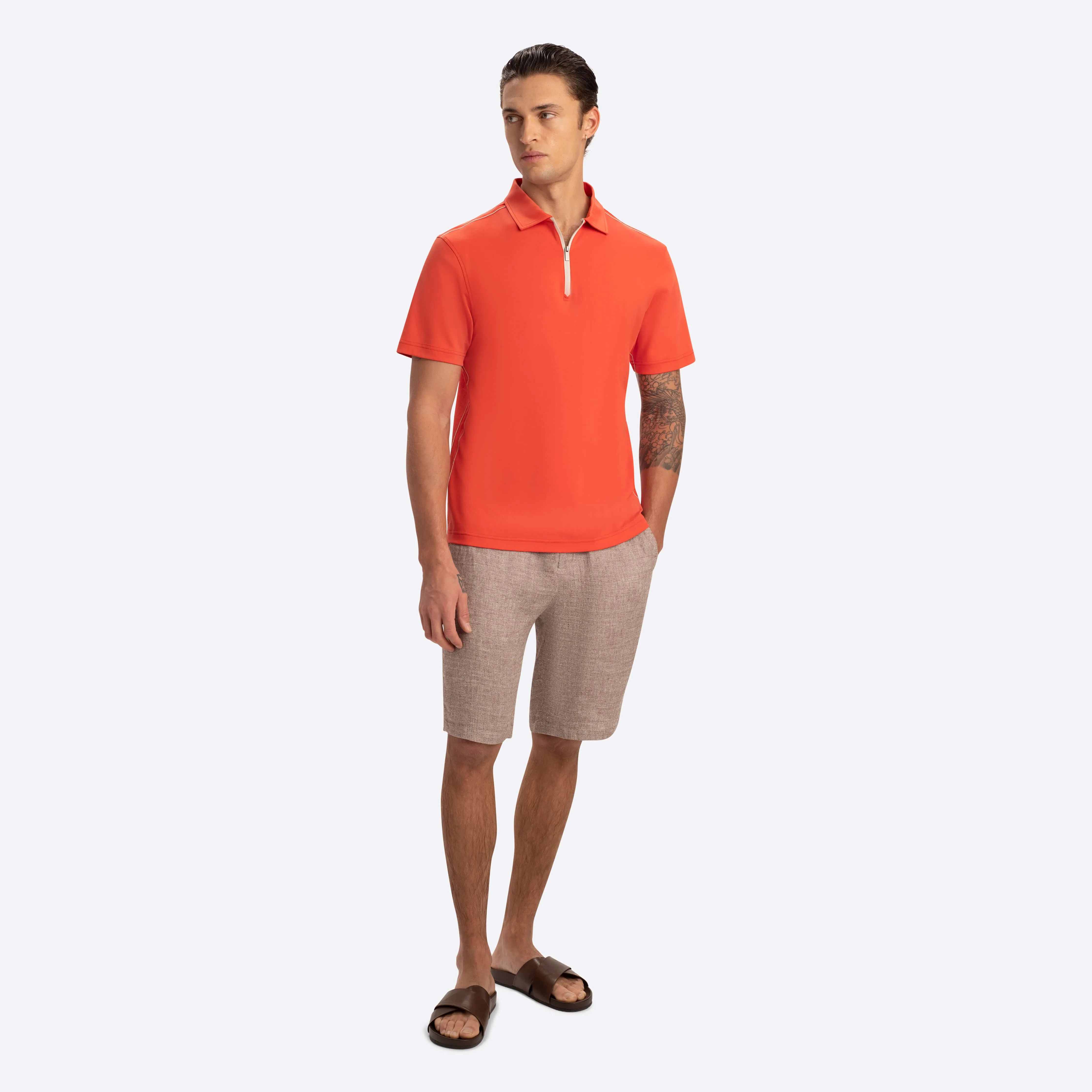 Short Sleeve Quarter Zip Polo