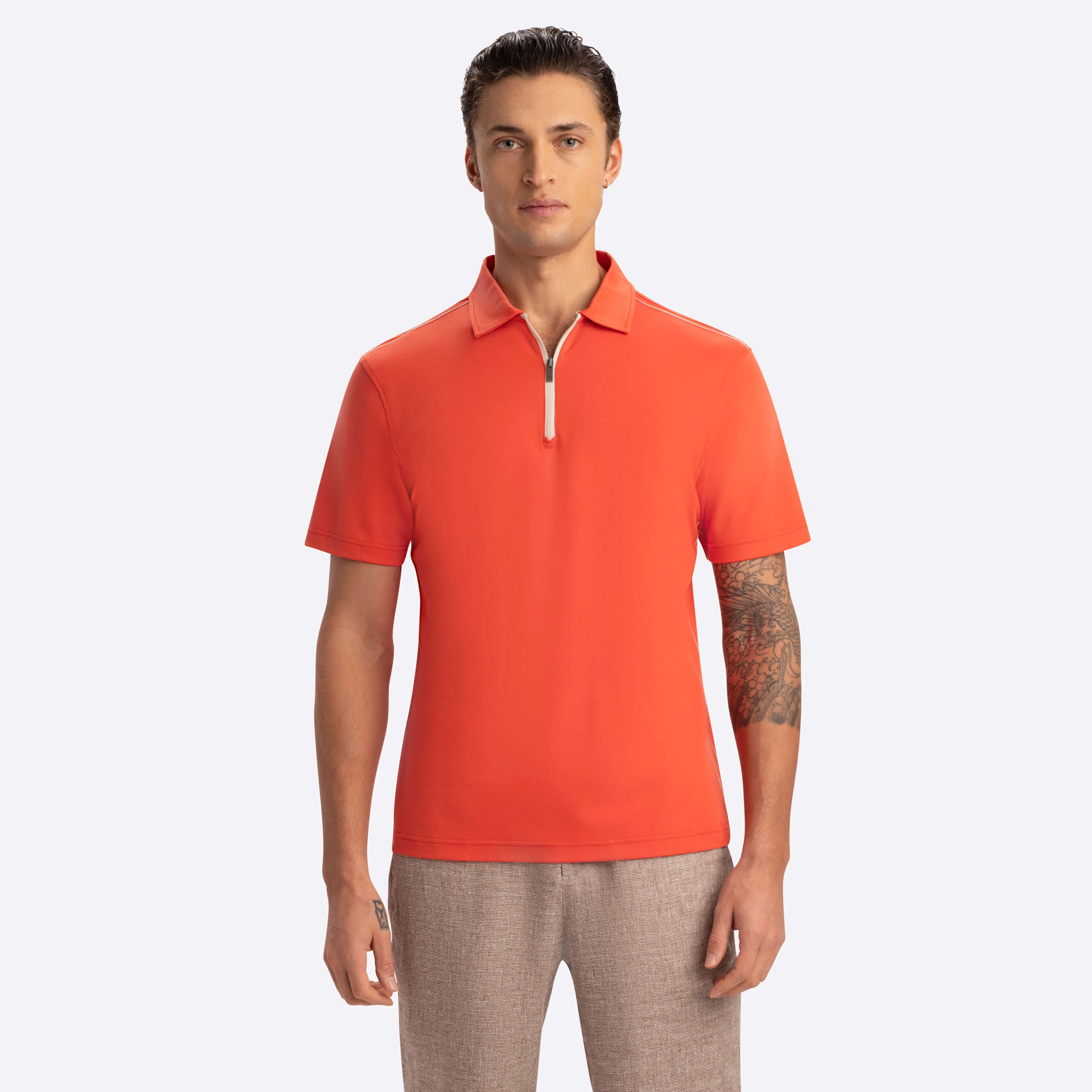 Short Sleeve Quarter Zip Polo