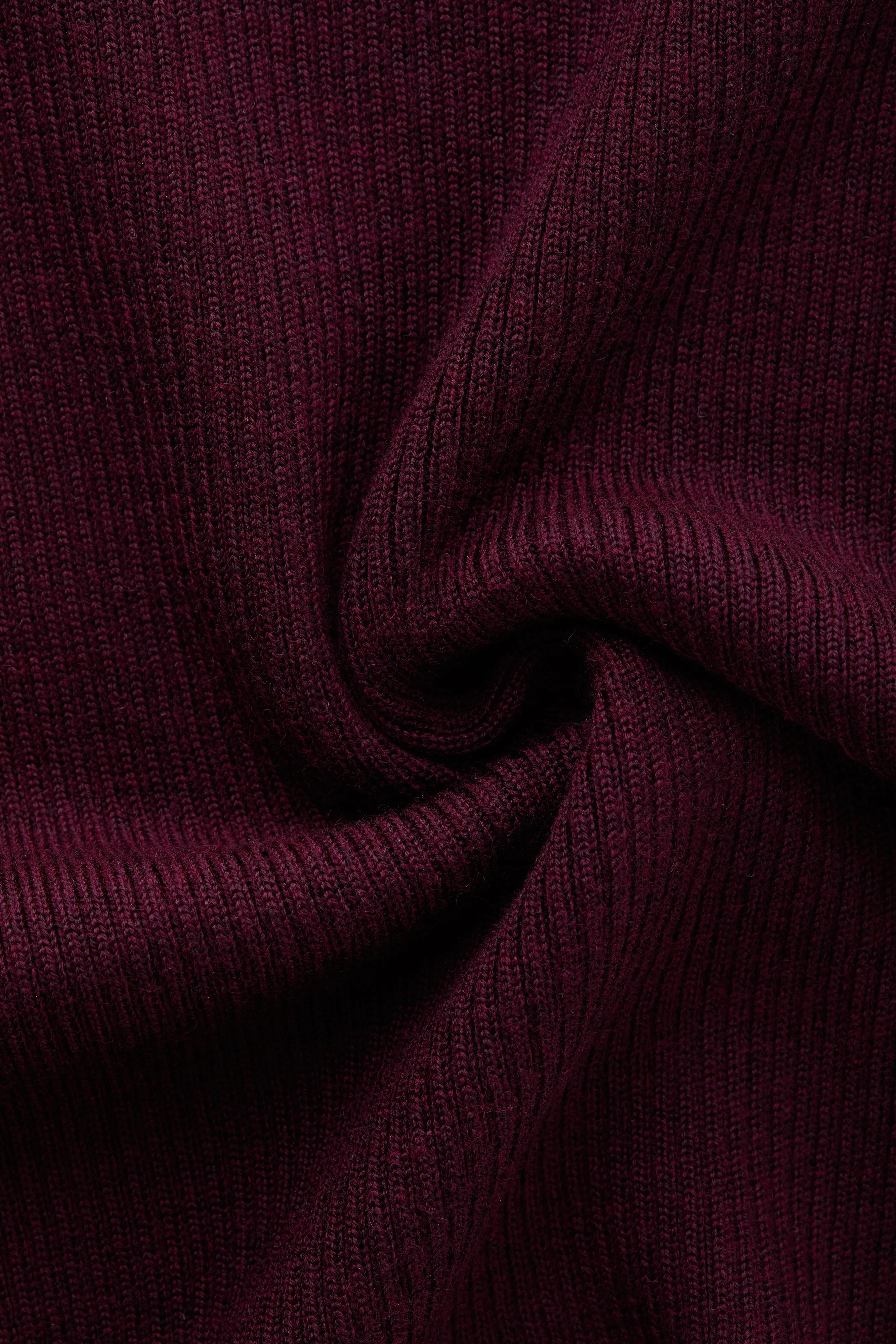 Short Sleeve Wool Silk Rich Boy Knitted Polo Burgundy